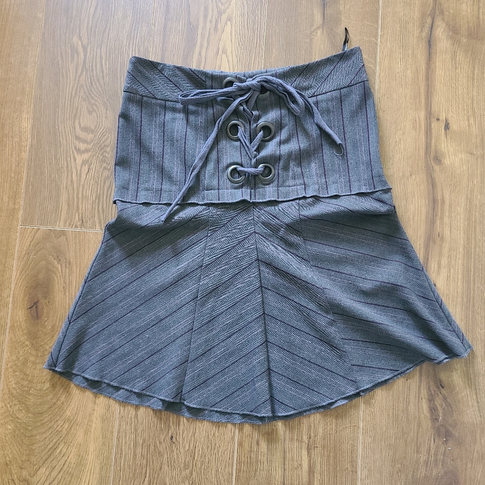 Morgan De Toi French Fashion Fit And Flare Office Siren Skirt, Lace-Up Detail